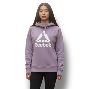 Reebok Women's Logo Graphic Athleisure Fleece Hoodie Lavender Purple Pullover M